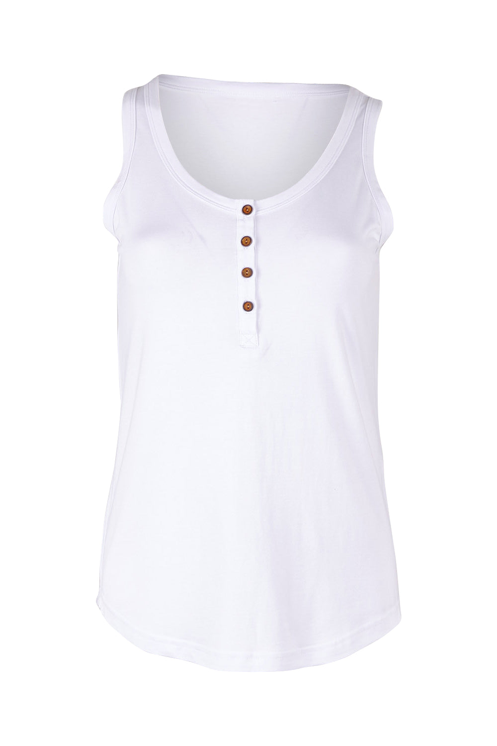 Product shot of the Henley Bamboo Singlet in colour White (White), from the front