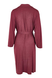 Product shot of the Bamboo Robe in colour Burgundy (Red), from the back