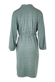 Product shot of the Bamboo Robe in colour Moss (Green), from the back