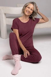 Lounge Bamboo Tee - Burgundy