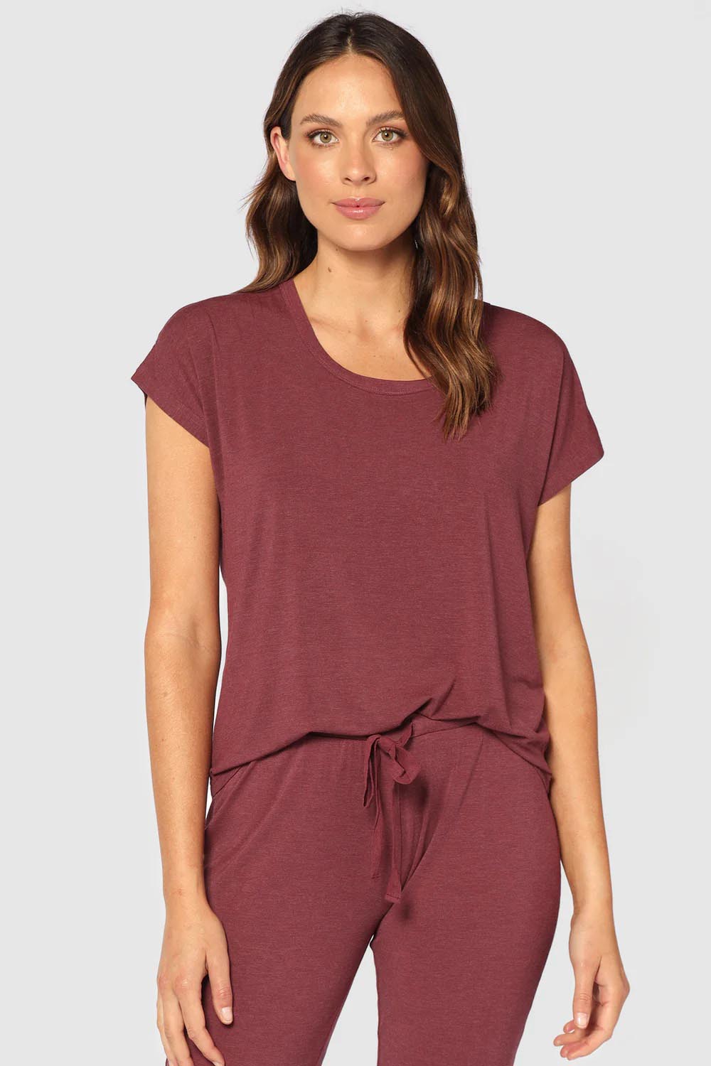 Lounge Bamboo Tee - Burgundy