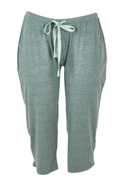 Product shot of the 3/4 Bamboo PJ Pant in colour Moss (Green), from the front