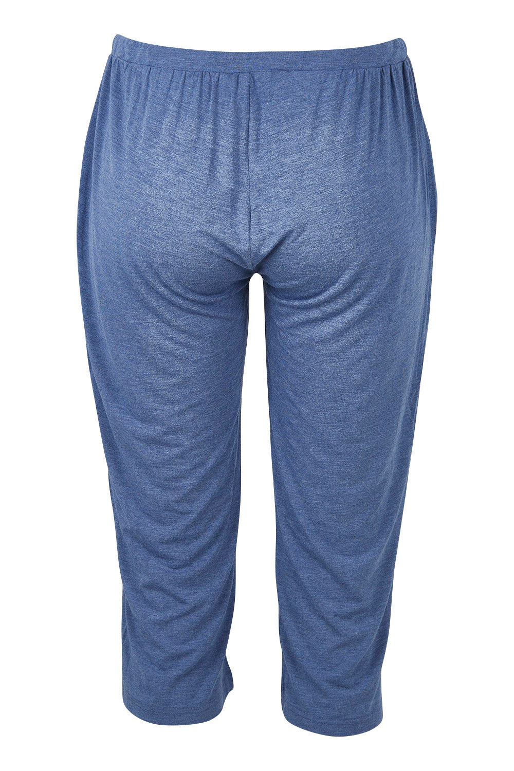 Product shot of the 3/4 Bamboo PJ Pant in colour Twilight (Blue), from the back