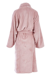 Product shot of the Microplush Bath Robe in colour Blush (Pink), from the back