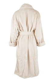 Product shot of the Microplush Bath Robe in colour Stone, from the back