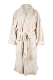 Product shot of the Microplush Bath Robe in colour Stone, from the front