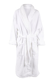 Product shot of the Microplush Bath Robe in colour White (White), from the front