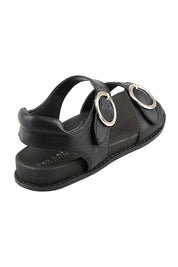 Product shot of the Molly Leather Velcro Slide - Black in colour Black, from the back