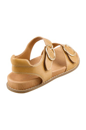 Product shot of the Molly Leather Velcro Slide - Lighttan in colour Lighttan, from the back