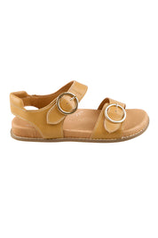 Product shot of the Molly Leather Velcro Slide - Lighttan in colour Lighttan, from the front