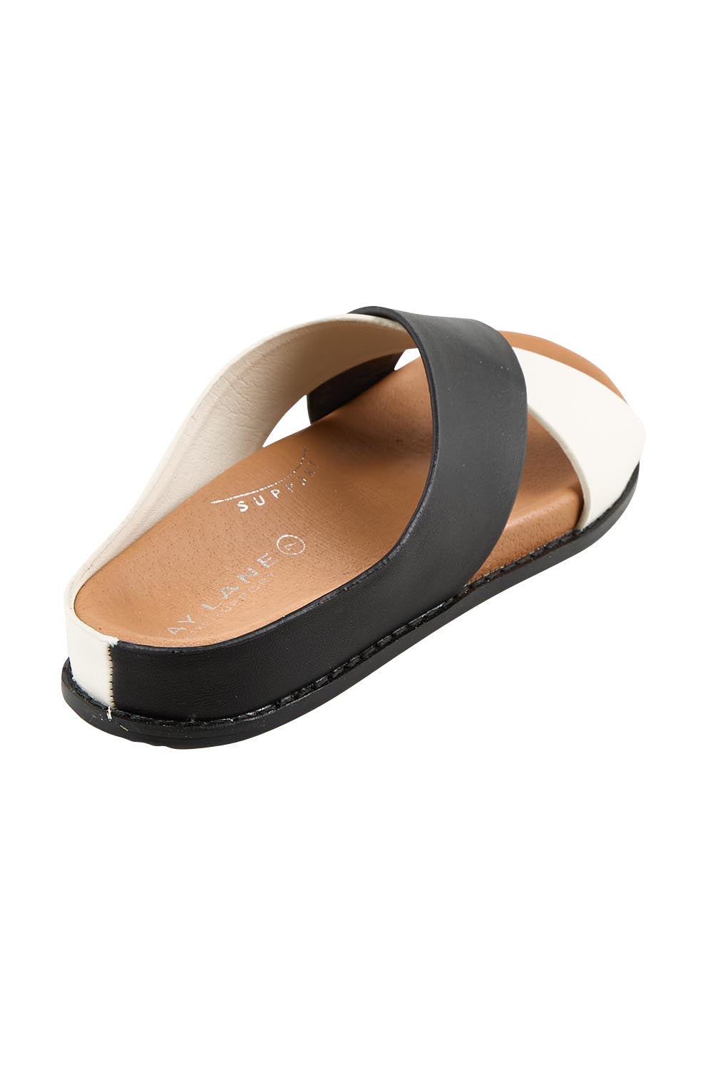Product shot of the Mystic Leather Slide - Blackice in colour Blackice, from the back