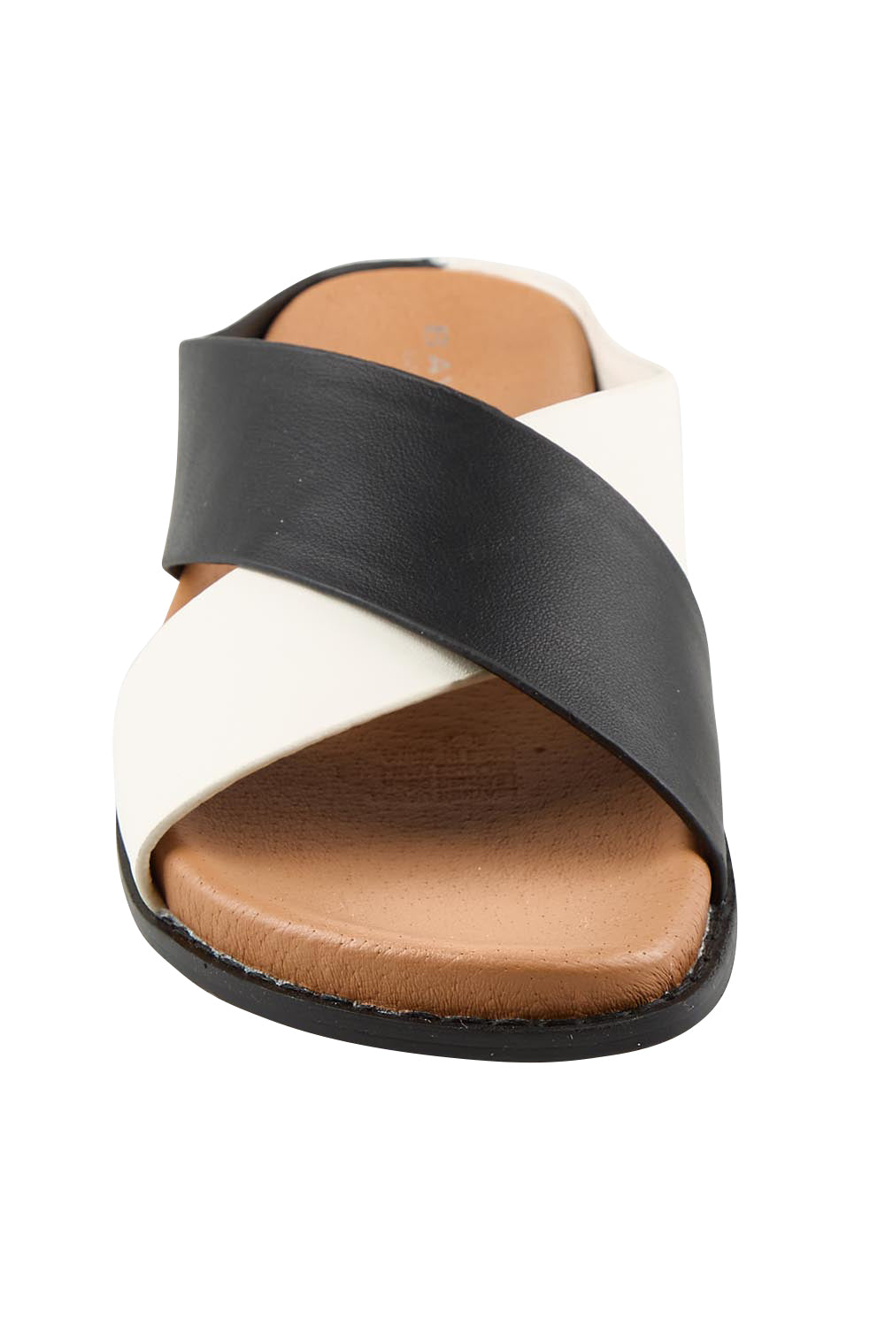 Product shot of the Mystic Leather Slide - Blackice in colour Blackice, showing detail