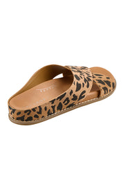 Product shot of the Mystic Leather Slide - Leopard in colour Leopard, from the back