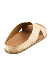 Product shot of the Mystic Leather Slide - Naturalraffia in colour Naturalraffia, from the back