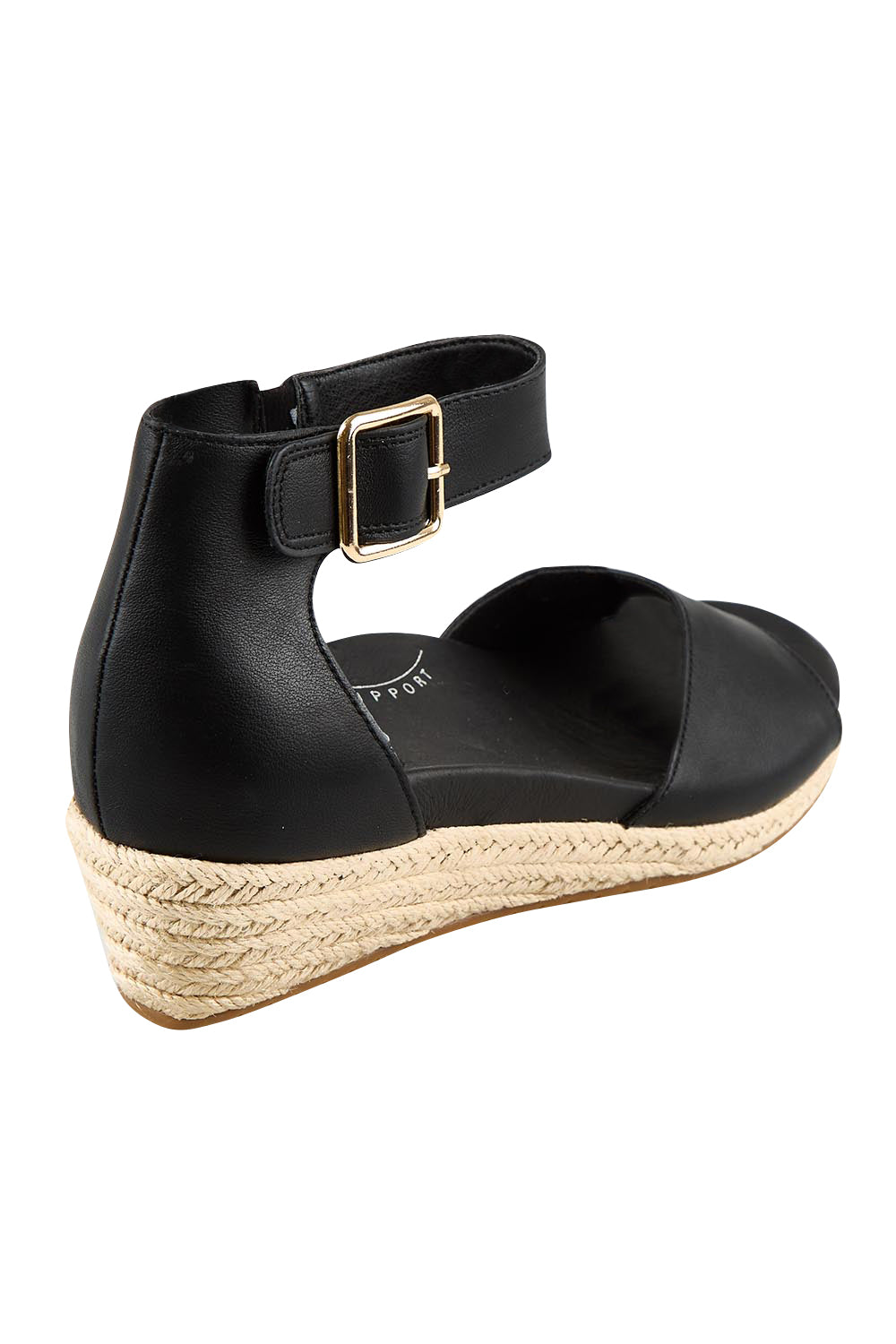 Product shot of the Olivia Espadrille Heel - Black in colour Black, from the back