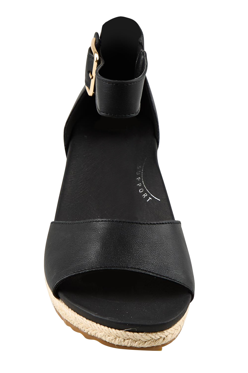 Product shot of the Olivia Espadrille Heel - Black in colour Black, showing detail