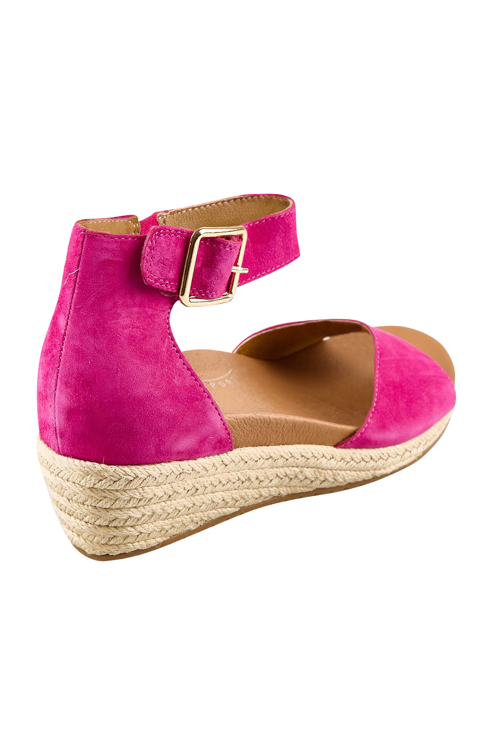 Product shot of the Olivia Espadrille Heel - Fushiasuede in colour Fushiasuede, from the back