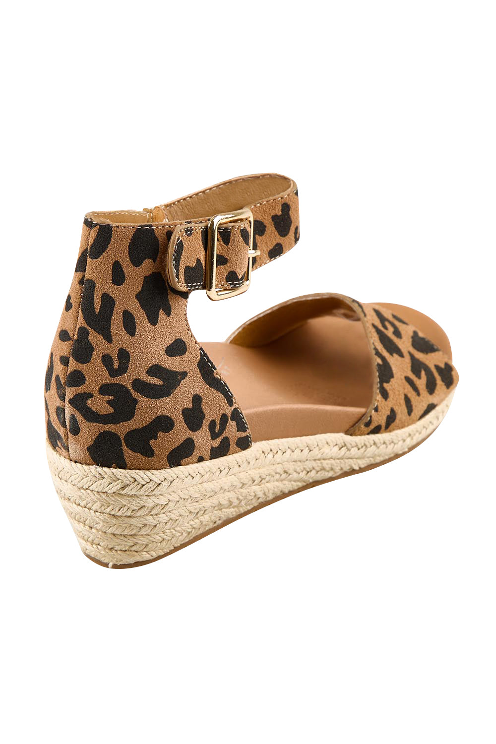 Product shot of the Olivia Espadrille Heel - Leopard in colour Leopard, from the back