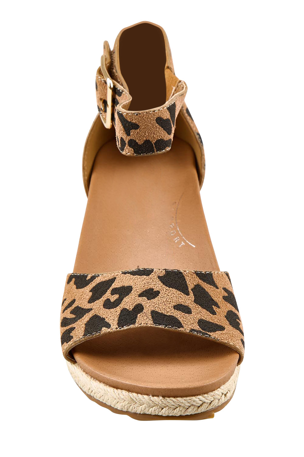 Product shot of the Olivia Espadrille Heel - Leopard in colour Leopard, showing detail