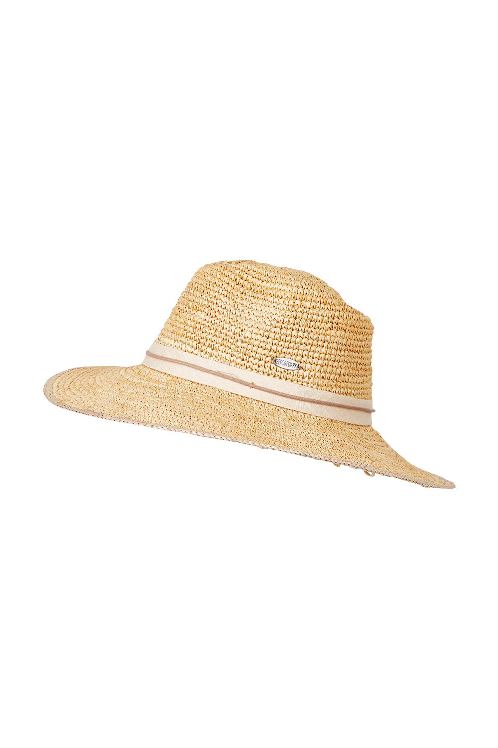Product shot of the Asta Wide Brim Fedora in colour Natural, from the front