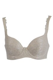 Product shot of the Damask Contour Bra in colour Champagne, from the front