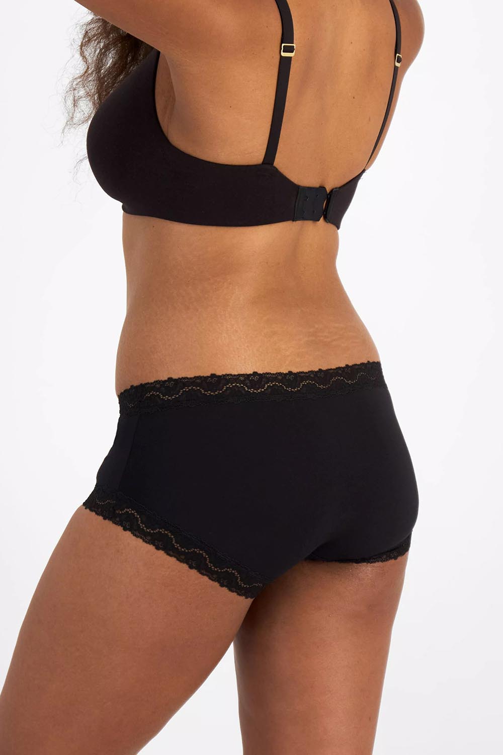 Model Genericm wearing size sample of the Marais Cotton Full Brief - Black in colour Black, from an angle