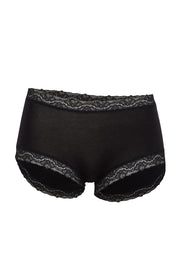 Product shot of the Marais Cotton Full Brief - Black in colour Black, from the front