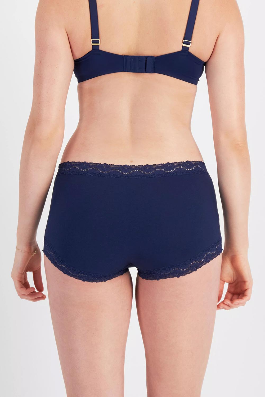Model Genericm wearing size sample of the Marais Cotton Full Brief - Darksapphire in colour Darksapphire, from the back