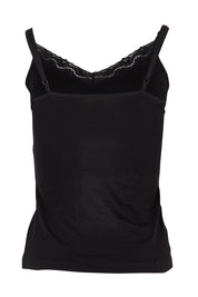 Product shot of the Marais Cotton Cami - Black in colour Black, from the back