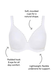 Product shot of the Barely There Lace Contour Bra in colour White (White), detail