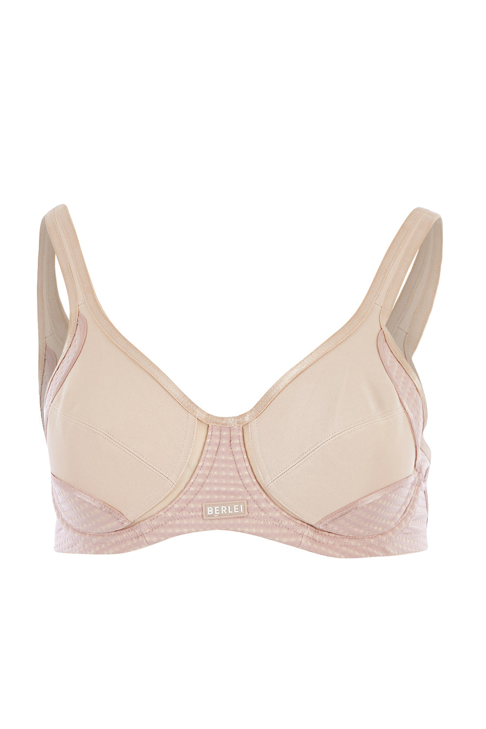 Product shot of the Electrify Mesh Underwire Bra in colour SoftPowder, from the front