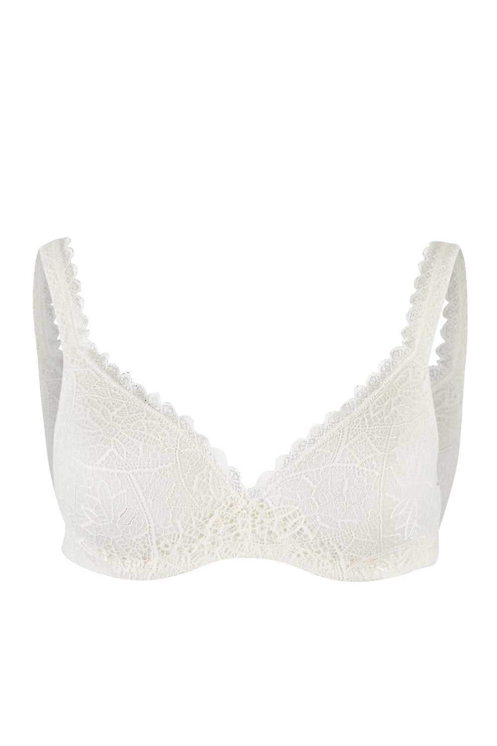 Product shot of the Barely There Lace Contour Bra in colour Ivory (White), from the front
