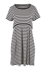 Product shot of the Milla Tin colourShirt Dress - Blkstripe (Black), from the front