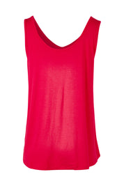 Product shot of the Sirena Reversible Tank in colour Rosered (Red), from the back