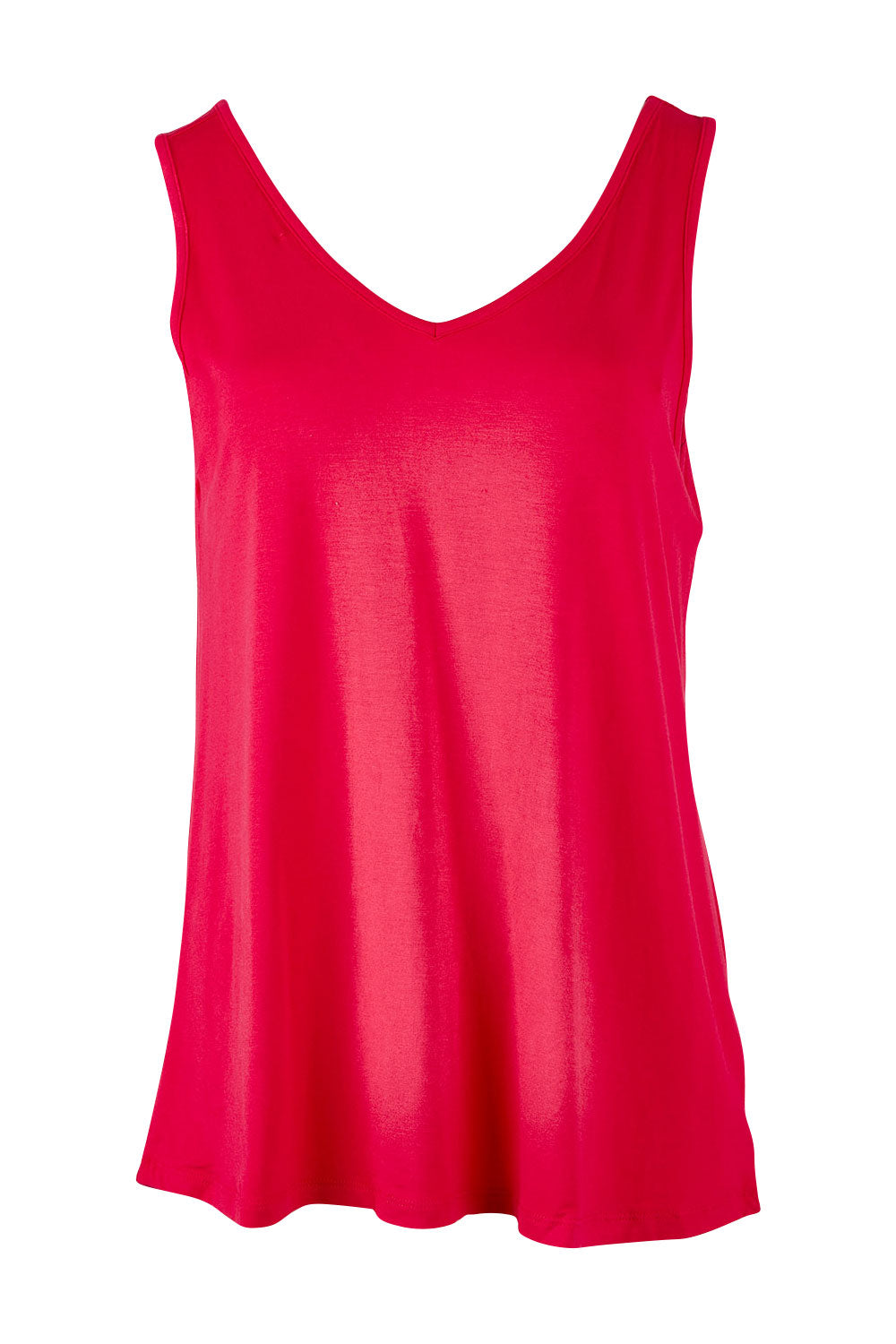 Product shot of the Sirena Reversible Tank in colour Rosered (Red), detail