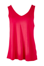 Product shot of the Sirena Reversible Tank in colour Rosered (Red), detail