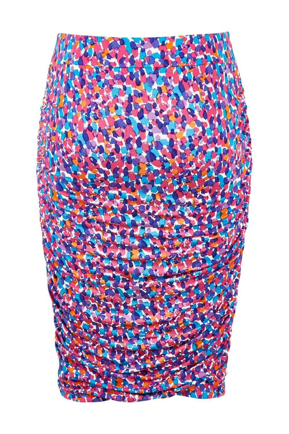 Product shot of the Nadia Skirt in colour Paradise (Blue), from the back