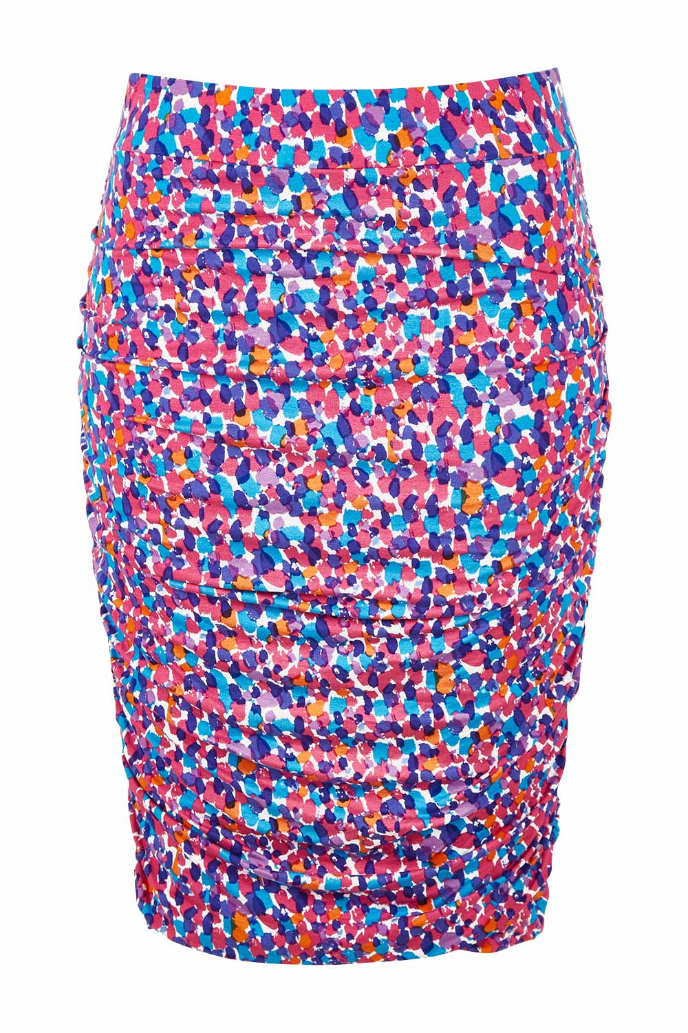 Product shot of the Nadia Skirt in colour Paradise (Blue), from the front