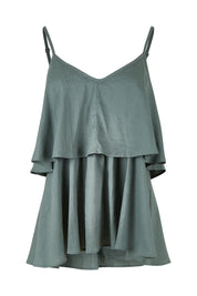 Product shot of the Fifi Cami in colour Deepgrn (Green), from the front
