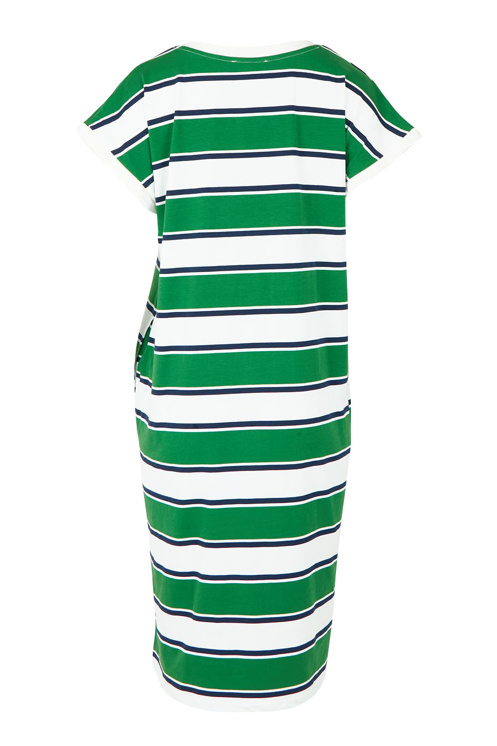 Product shot of the Zena Cotton Tin colourShirt Dress - Green (Green), from the back