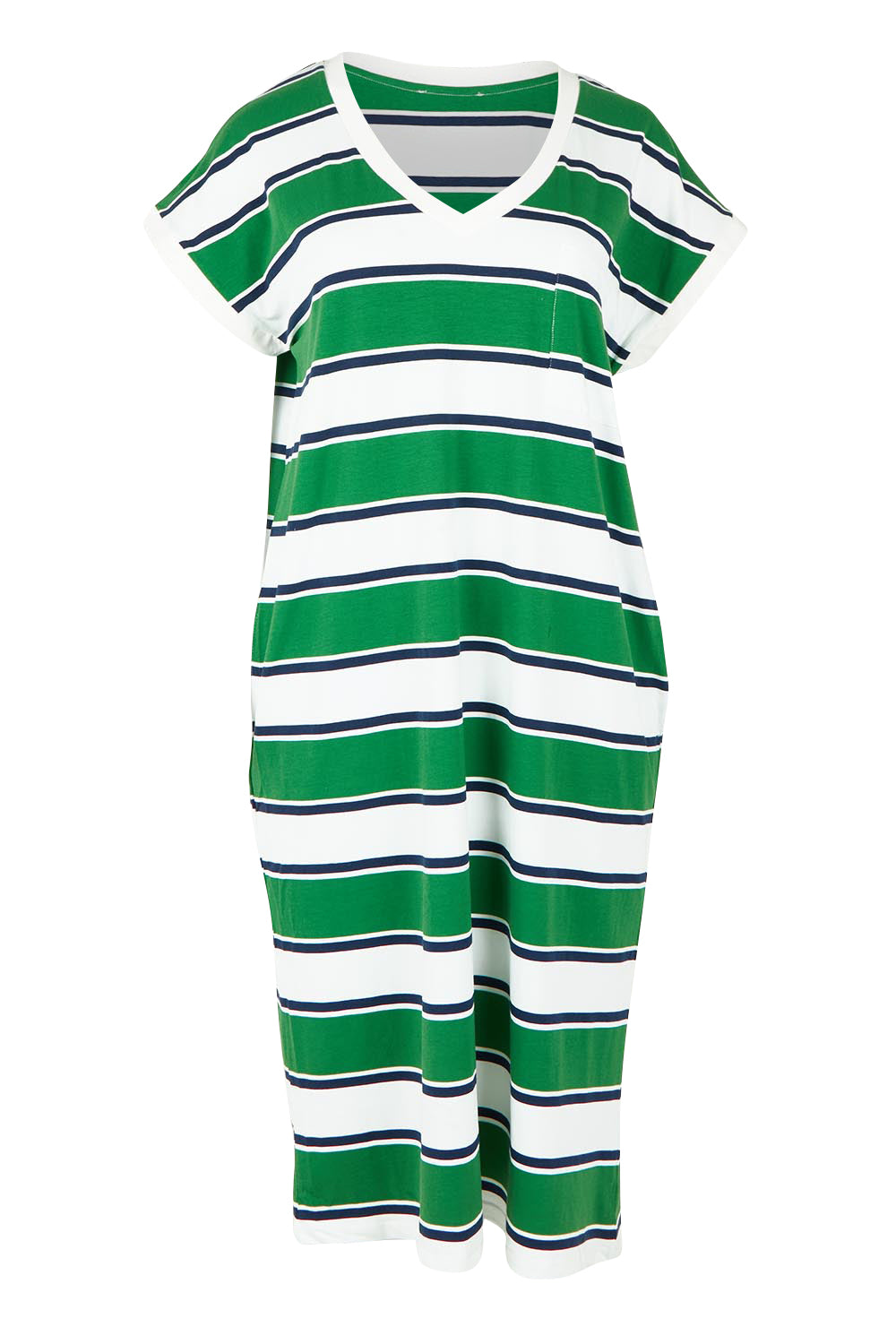 Product shot of the Zena Cotton Tin colourShirt Dress - Green (Green), from the front