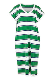 Product shot of the Zena Cotton Tin colourShirt Dress - Green (Green), from the front