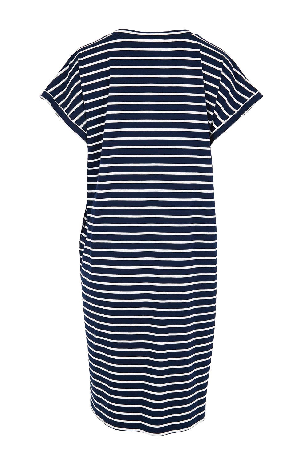 Product shot of the Zena T-Shirt Dress – Navy in colour Navy, from the back