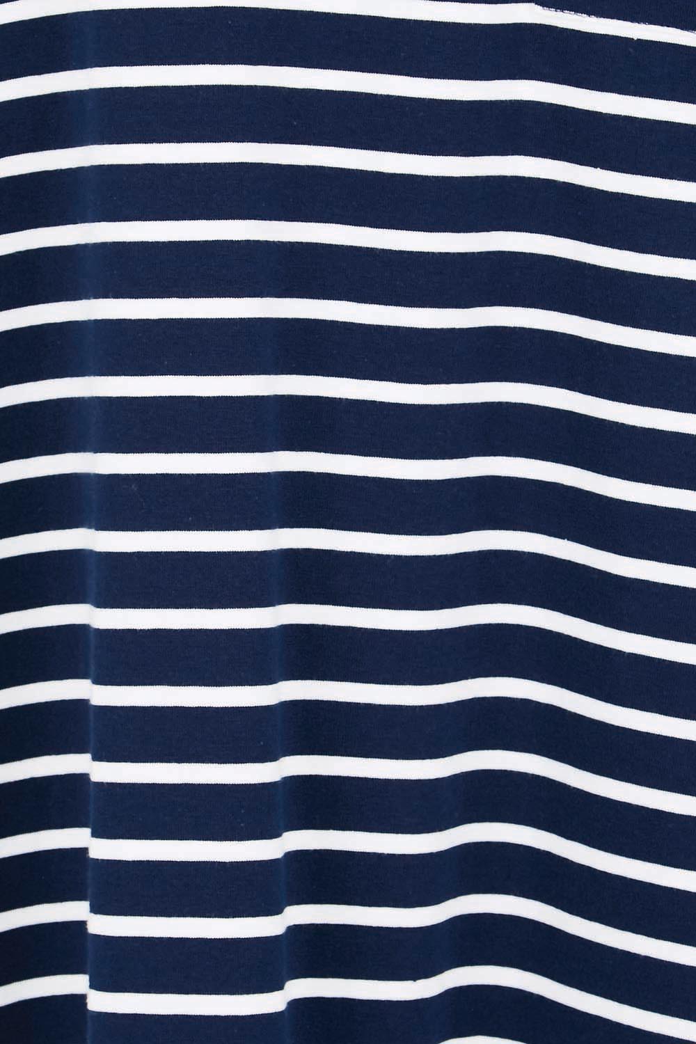 Product shot of the Zena T-Shirt Dress – Navy in colour Navy, showing detail