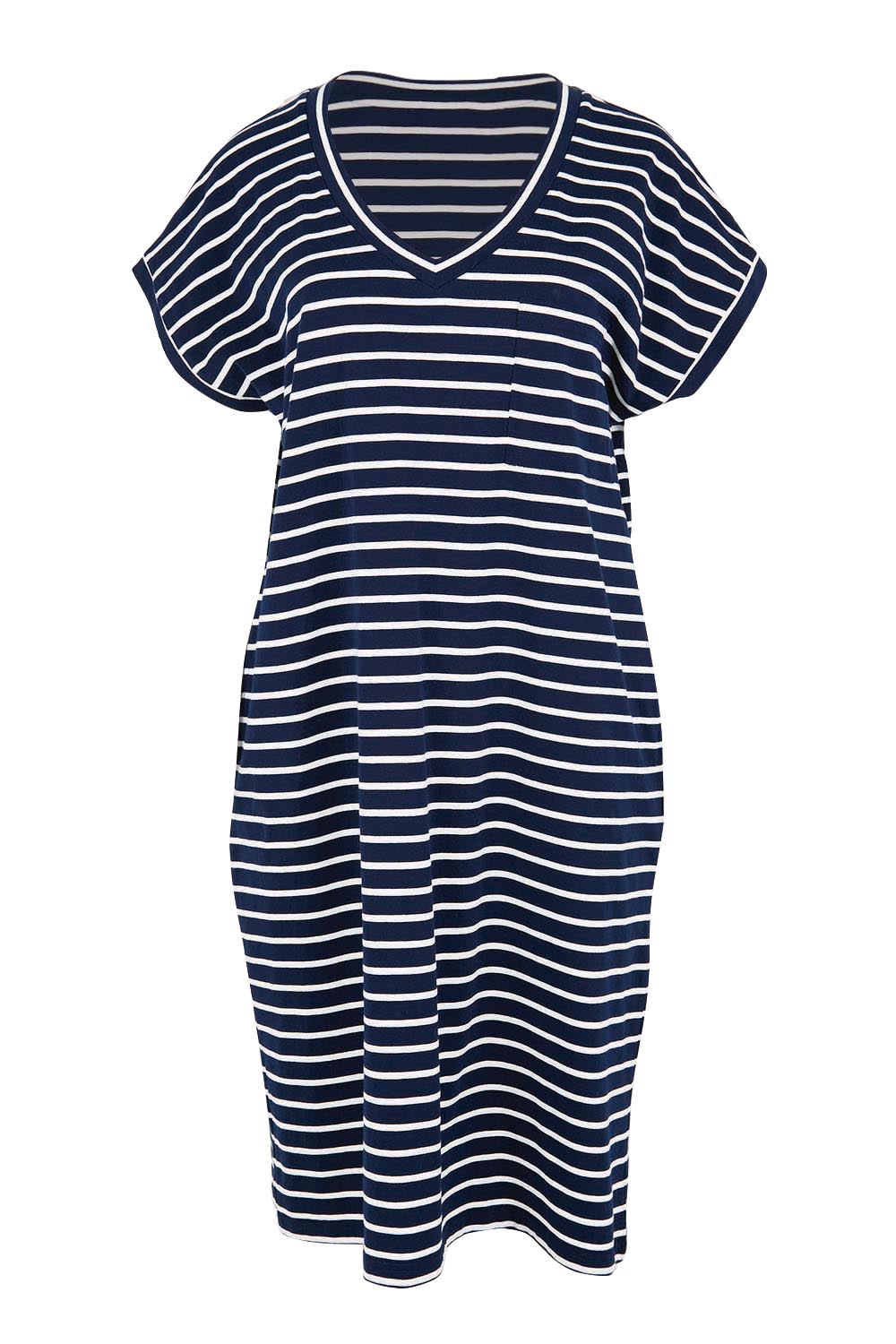 Product shot of the Zena T-Shirt Dress – Navy in colour Navy, from the front