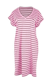 Product shot of the Zena T-Shirt Dress – Pinkchoc in colour Pinkchoc, from the front