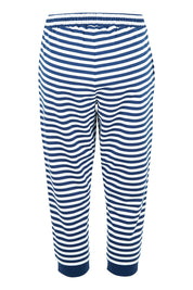 Product shot of the Tasha Crop Jogger in colour Oceanstrip (Blue), from the back