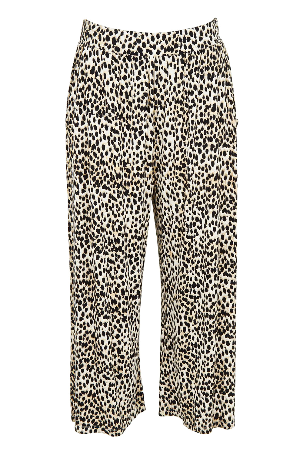 Product shot of the Crystal Bamboo Crop Jogger in colour Cheetah, from the front
