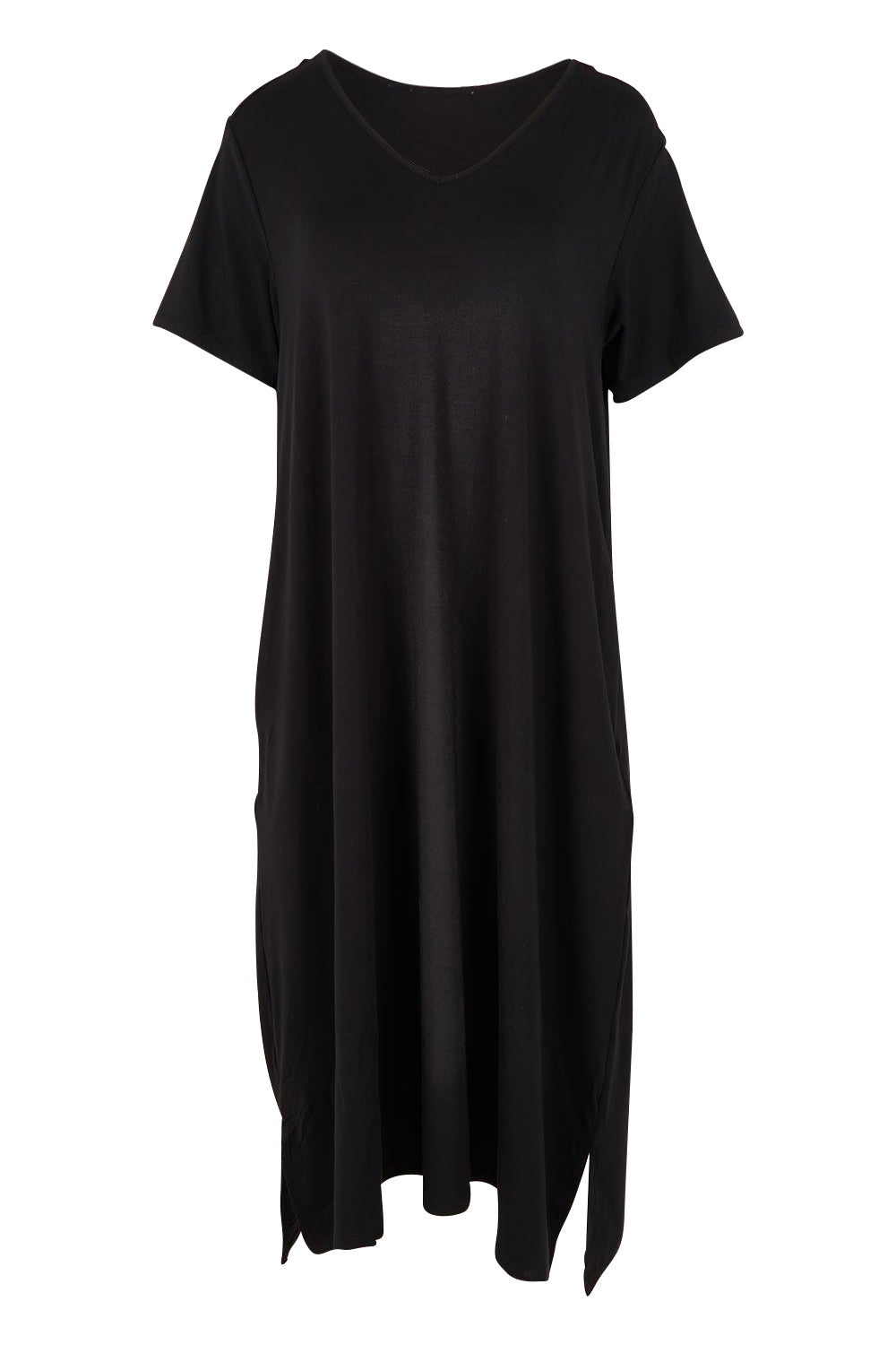 Product shot of the Irena Bamboo Tin colourShirt Dress - Black (Black), from the front