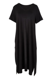 Product shot of the Irena Bamboo Tin colourShirt Dress - Black (Black), from the front